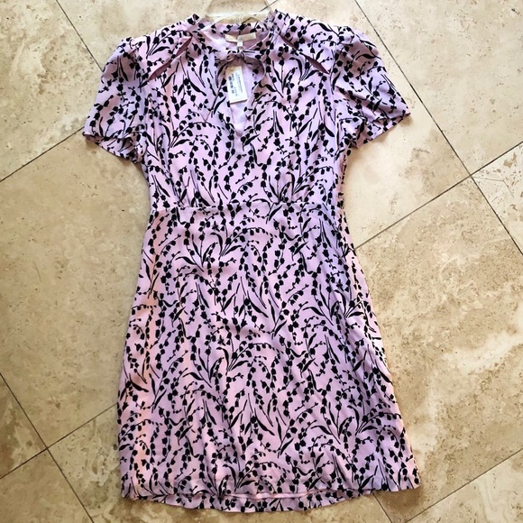 NWT Maje pink silk dress 2 4 6 pin up 40’s retro - Picture 4 of 8